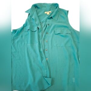 Womens Teal Sleeveless Shirt